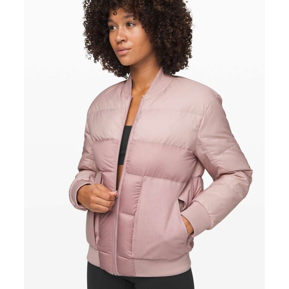 Lululemon Jacket Womens 6 Roam Far Wool Bomber Goose Down 3-in-1 Puffer Pink - Picture 3 of 11